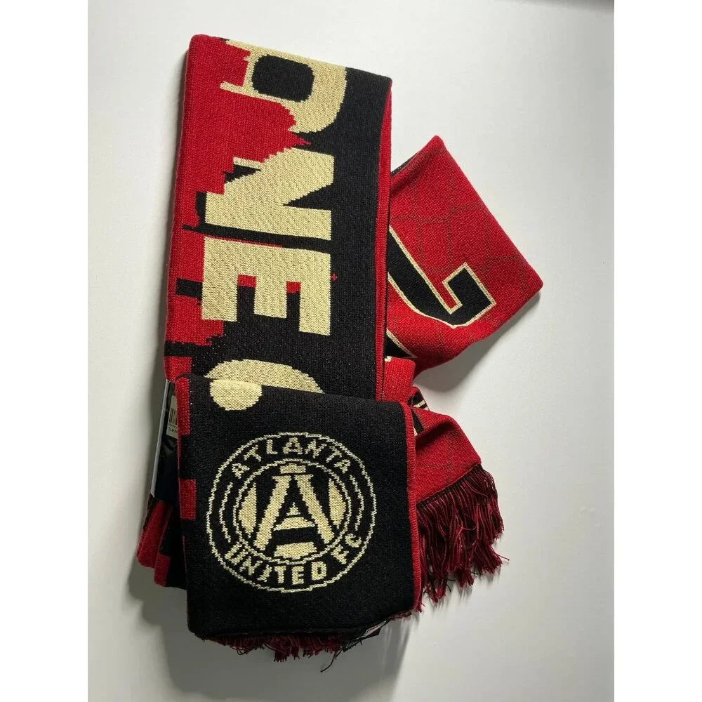 MLS Atlanta United Reversible Scarf Bundle Red Black Gold NWT 2 Piece Set